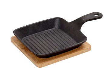 Espiel Τηγανάκι Τετρ. Cast-Iron Μαύρο 24Χ16Χ5εκ με Βάση B SAG103