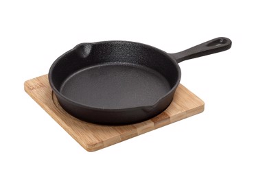 Τηγάνι από Μαντέμι Μαύρο σε Βάση από Μπαμπού 24x16x4cm SAG109 ESPIEL