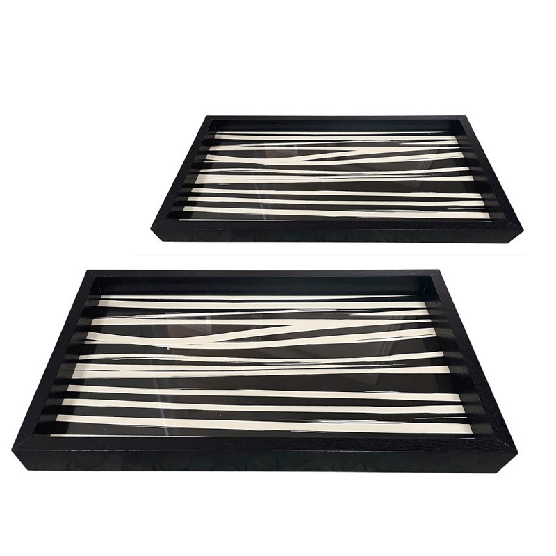 Διακοσμητικά Επιτραπέζια agiovlasitishome - ΣΗΜΑΝΤΙΚΟ: Σε περίπτωση διαφοράς τιμής από το κατάστημα ισχύει παντα και μόνο η τιμή του καταστήματος Σετ των 2 Διακοσμητικοί Δίσκοι MDF Ασπρόμαυροι 46x31x5c