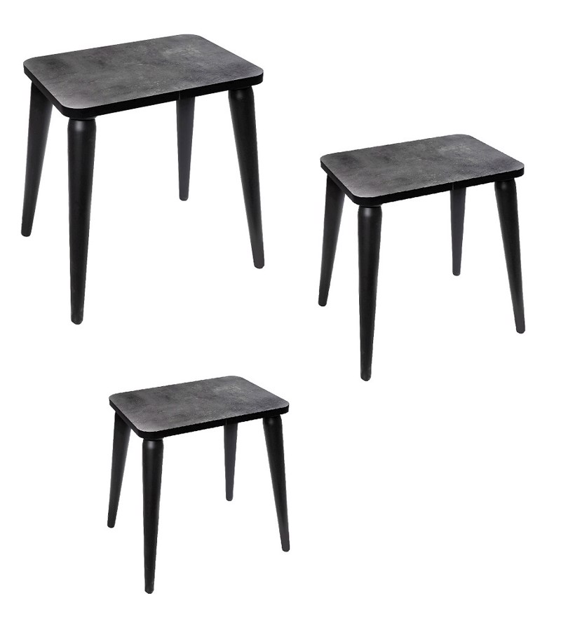 Σετ των 3 Τραπεζάκι Ορθογώνιο Γκρί MDF 60/45/30cm SOY10