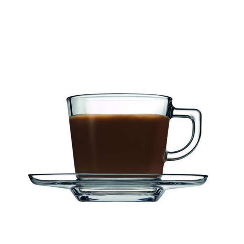 Κούπα και Πιατάκι Cappuccino ''CARRE'' Γυάλινα 215ml Φ13.7x8cm SP95307G6 Espiel
