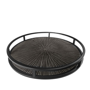 Δίσκος Μεταλλικός/Ξύλινος Μαύρο με Ακτινωτό Σχέδιο Φ37x6cm SUK103 Espiel