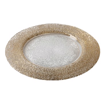 Πιάτο Παρουσίασης Γυάλινο Διάφανο με Χρυσό Rim Φ33x1.5cm SUP108K4 Espiel