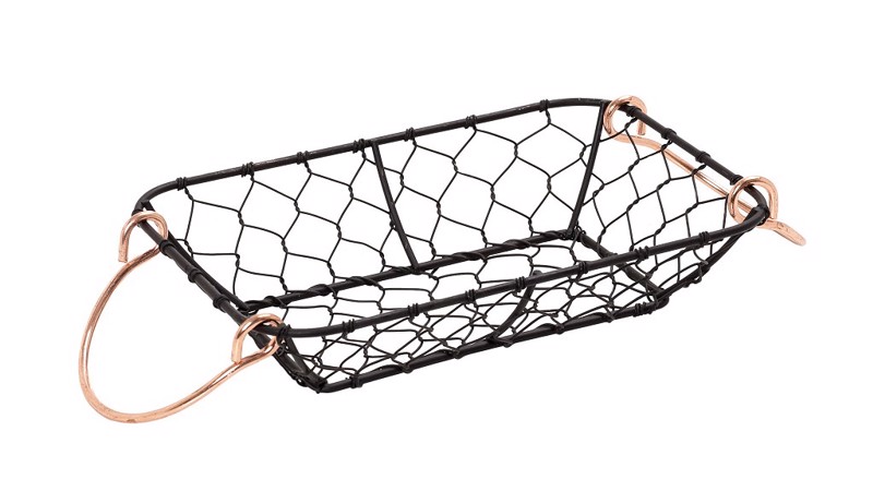 Διακοσμητικά και αξεσουαρ κουζίνας agiovlasitishome - ΣΗΜΑΝΤΙΚΟ: Σε περίπτωση διαφοράς τιμής από το κατάστημα ισχύει παντα και μόνο η τιμή του καταστήματος Ψωμιέρα Μεταλλική Σκούρο Γκρί με Χάλκινες Λαβές 23x15x5