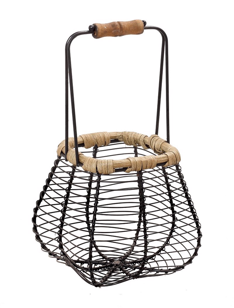 Espiel Καλάθι Μεταλ. Μαύρο Τετραγ. με Λαβή Μπαμπού 23Χ2