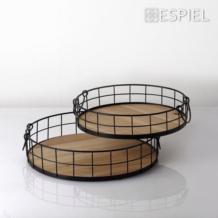 Set ton 2 Metallikos Diskos me Xulini Epifaneia Strongulos Fusikos/Mavros F35x6cm TAK307 Espiel