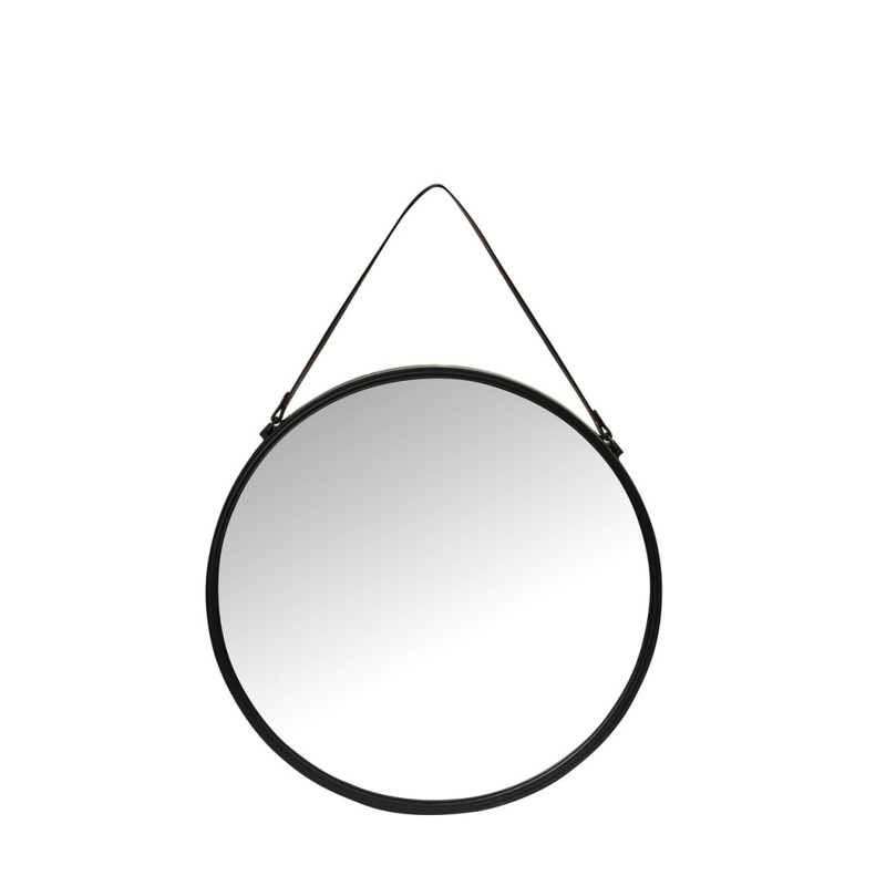 Καθρέπτης Τοίχου Μεταλλικός Μαύρος Στρογγυλός με Λαβή PU 41x3x58cm TAX101 Espiel