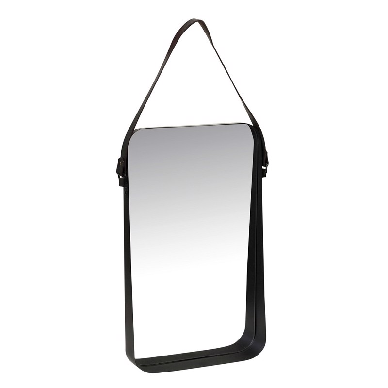 Καθρέπτης Τοίχου Μεταλλικός Ορθογώνιος Μαύρος με Λαβή PU 32x6x50cm TAX104 Espiel