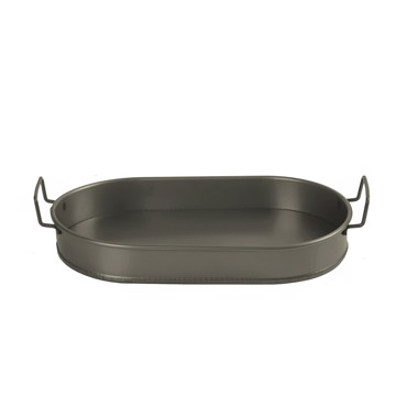 Δίσκος Σερβιρίσματος Οβάλ Μεταλλικός Λαδί με Λαβές 41x21x4.5cm TEM204 Espiel