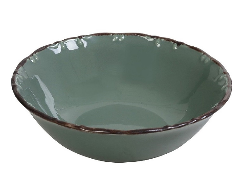 Υαλικά agiovlasitishome - ΣΗΜΑΝΤΙΚΟ: Σε περίπτωση διαφοράς τιμής από το κατάστημα ισχύει παντα και μόνο η τιμή του καταστήματος Σαλατιέρα Πορσελάνης Πράσινη με Καφέ Rim Φ25X7cm TLU150