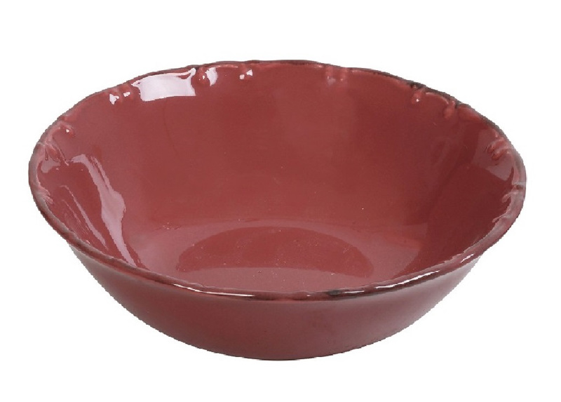 Υαλικά agiovlasitishome - ΣΗΜΑΝΤΙΚΟ: Σε περίπτωση διαφοράς τιμής από το κατάστημα ισχύει παντα και μόνο η τιμή του καταστήματος Σαλατιέρα Πορσελάνης Κόκκινη-Ροζ με Καφέ Rim Φ25X7cm TL