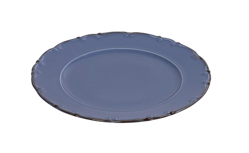 Liana Πιάτο Φρούτου Πορσελάνης Γαλάζιο με Καφέ Rim 19εκ