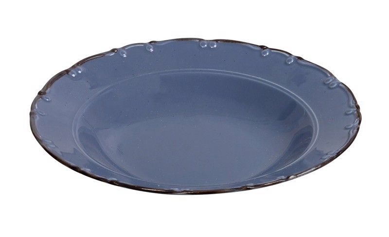 Espiel - ΣΗΜΑΝΤΙΚΟ: Σε περίπτωση διαφοράς τιμής από το κατάστημα ισχύει παντα και μόνο η τιμή του καταστήματος Liana Πιάτο Βαθύ Πορσελάνης Γαλάζιο με Καφέ Rim 23εκ TL