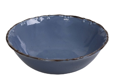 Σαλατιέρα Πορσελάνης Γαλάζια με Καφέ Rim Φ25X7cm TLZ150K6 Espiel