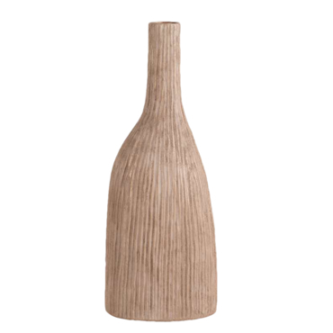 Βάζο Κεραμικό Μπεζ-Gold Ανάγλυφο 19.2x14x50cm TOF321 Espiel