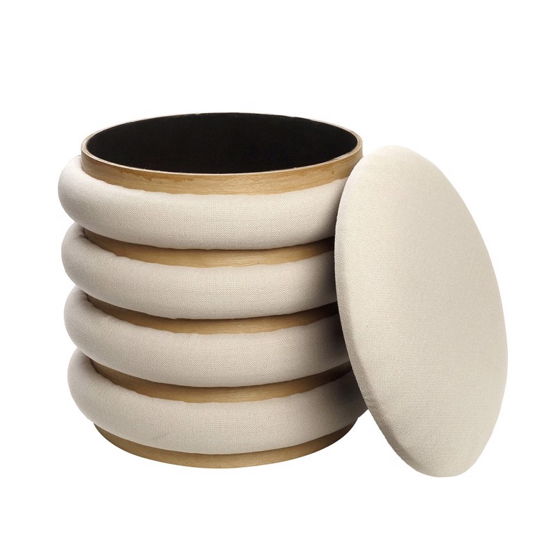 Espiel - ΣΗΜΑΝΤΙΚΟ: Σε περίπτωση διαφοράς τιμής από το κατάστημα ισχύει παντα και μόνο η τιμή του καταστήματος Πουφ Υφασμάτινο Λευκό με Ξύλινη Βάση και Αποθηκευτικό Χ