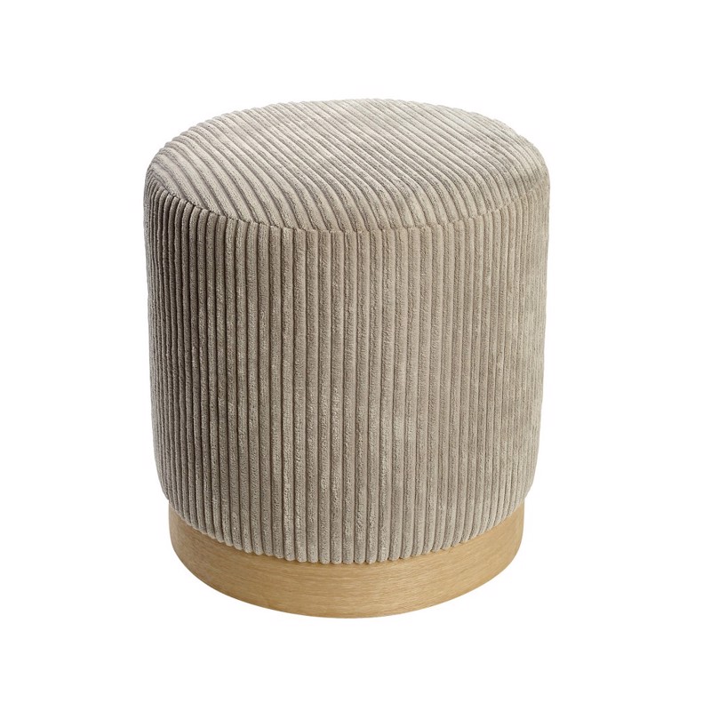 Espiel - ΣΗΜΑΝΤΙΚΟ: Σε περίπτωση διαφοράς τιμής από το κατάστημα ισχύει παντα και μόνο η τιμή του καταστήματος Πουφ Υφασμάτινο Γκρι Κοτλέ με Ξύλινη Βάση Φ40x40cm VOP1