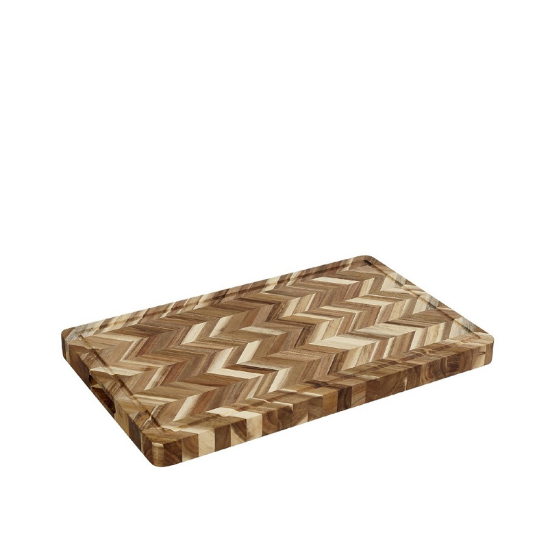 Διακοσμητικά και αξεσουαρ κουζίνας agiovlasitishome - ΣΗΜΑΝΤΙΚΟ: Σε περίπτωση διαφοράς τιμής από το κατάστημα ισχύει παντα και μόνο η τιμή του καταστήματος Πλατώ Ακακία ZIG-ZAG Ορθογώνιο με Αυλάκι 39x28.5x2.5cm