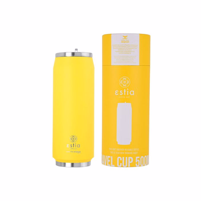 Estia Thermos Coffee Cup Save The Aegean 500ml Pineapple Yellow 01-10324