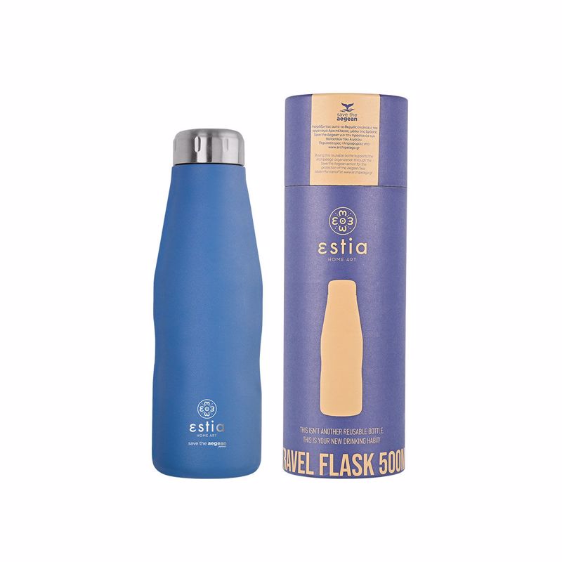 Θερμός-Μπουκάλι Ανοξείδωτο Denim Blue Flask Save The Aegean Estia 500ml-7x7x22,3εκ. 01-12052 Υλικό