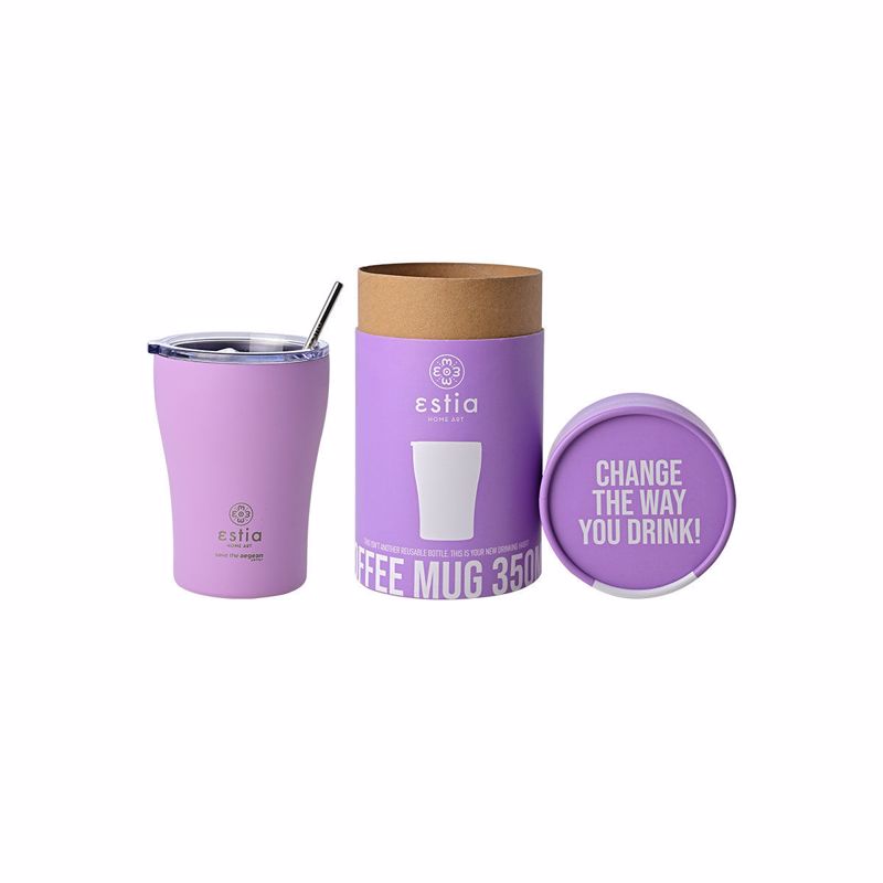 Estia Θερμός Coffee Mug ”Save the Aegean” 350ml Lavender Purple 01-12090