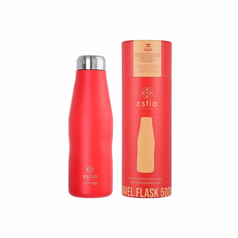 Θερμός-Μπουκάλι Ανοξείδωτο Scarlet Red Flask Save The Aegean Estia 500ml-7x7x22,3εκ. 01-8543 Υλικό