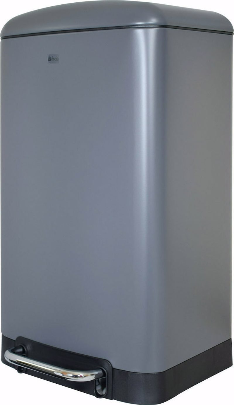 Estia Κάδος πεντάλ ορθογώνιος 30lt γκρι ματ soft close 01-8574
