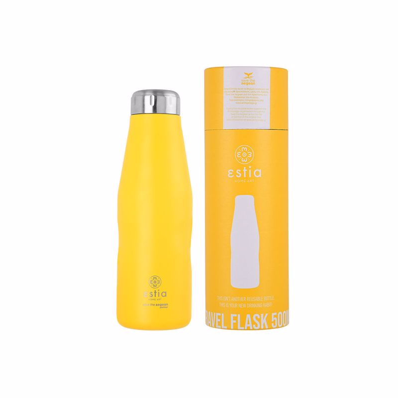 Estia Θερμός Travel Flask 500ml ''Save the Aegean'' Pineapple Yellow 01-9007