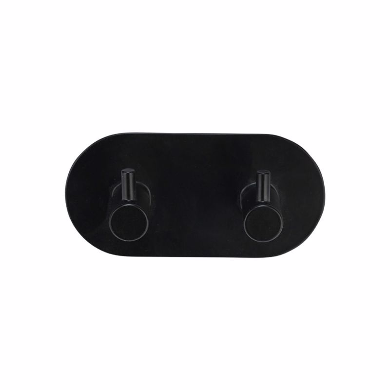 Estia Κρεμάστρα Επιτοίχια Διπλή Μεταλλική με Στρογγυλή Βάση Μαύρη 02-25700