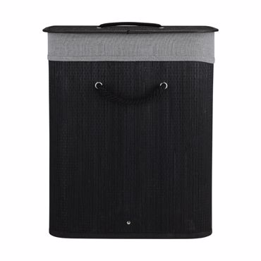 Estia Καλάθι Απλύτων BAMBOO ESSENTIALS Πτυσσόμενο Ορθογώνιο 60lt Μαύρο Νέα Πλέξη 40x30x50cm 02-34597