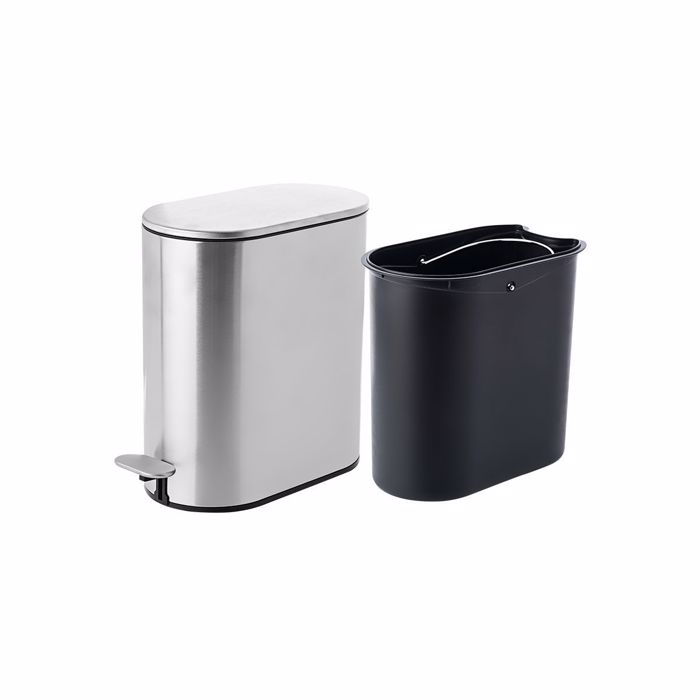 ESTIA Χαρτοδοχείο Soft Close inox slim Ματ 5lt 02-5542 ESTIA Xartodoxeio Soft Close inox slim Mat 5lt 02-5542