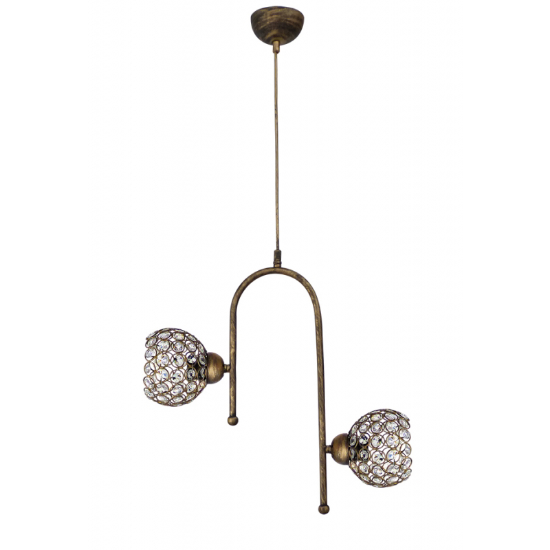 Heronia Lighting - ΣΗΜΑΝΤΙΚΟ: Σε περίπτωση διαφοράς τιμής από το κατάστημα ισχύει παντα και μόνο η τιμή του καταστήματος Heronia Κρεμαστό Φωτιστικό Οροφής 2φωτο Μεταλλικό/Κρυστ