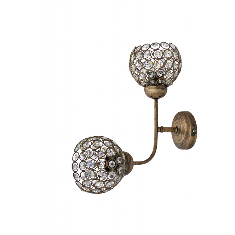 Heronia Lighting - ΣΗΜΑΝΤΙΚΟ: Σε περίπτωση διαφοράς τιμής από το κατάστημα ισχύει παντα και μόνο η τιμή του καταστήματος Heronia Απλίκα Τοίχου 2φωτη Μεταλλική/Κρυστάλλινη Μπρον