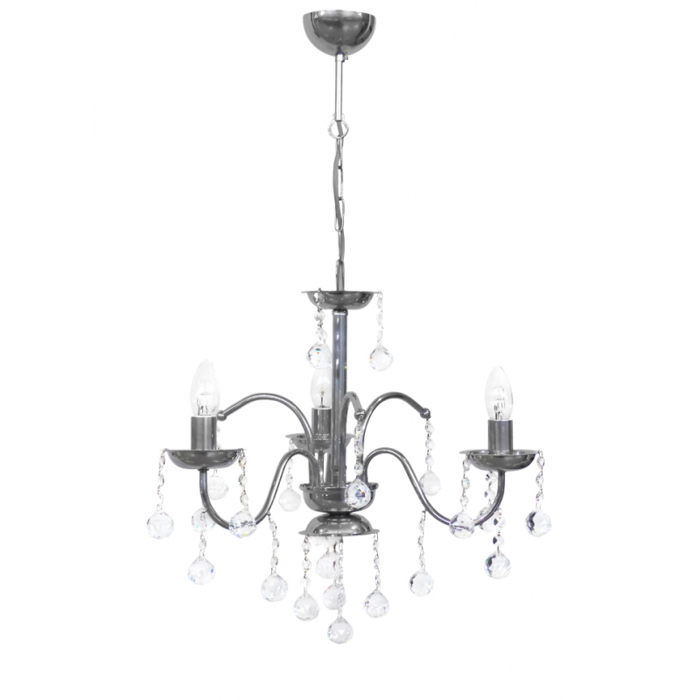 Heronia Kremasto Fotistiko Orofis BISTRO/3L Trifoto Metalliko/Krustallino Nikel E14 F55x65cm 01-0315