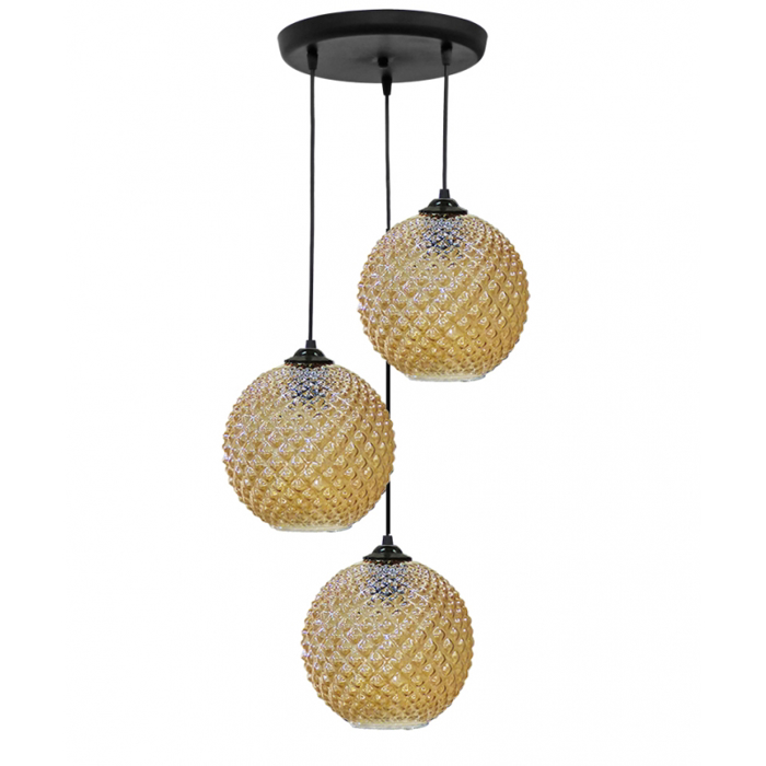 Heronia Kremasto Fotistiko Orofis GL-5010 Trifoto Gyalino/Metalliko Meli/Mavro E27 F36x82cm 02-0287