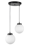 Heronia GL-600 PENDEL 2/L BL-WHITE Kremasto Fotistiko Orofis Anisopedo Metalliko me Gyalines Bales Difoto E27 30x80cm 02-0317