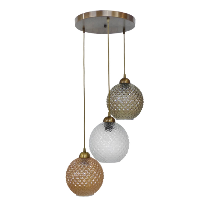 Heronia Kremasto Fotistiko Orofis GL-5010 Trifoto me Trixromo Gyali kai Bronze Metallo E27 F36x82cm 02-0329