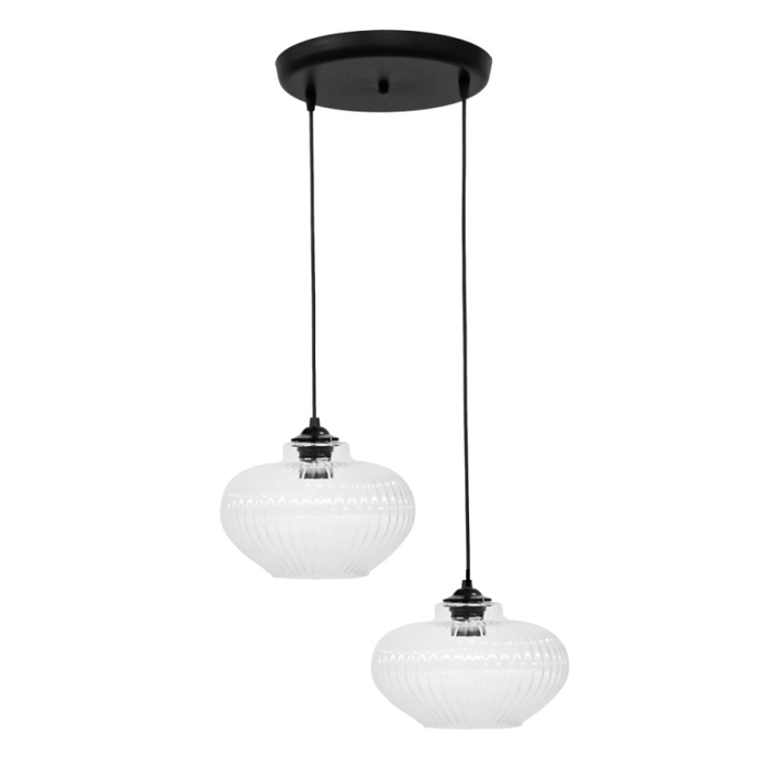 Heronia Kremasto Fotistiko Orofis RIGATO/2L Difoto Gyalino/Metalliko Diafano/Mavro E27 F36x82cm 02-0336