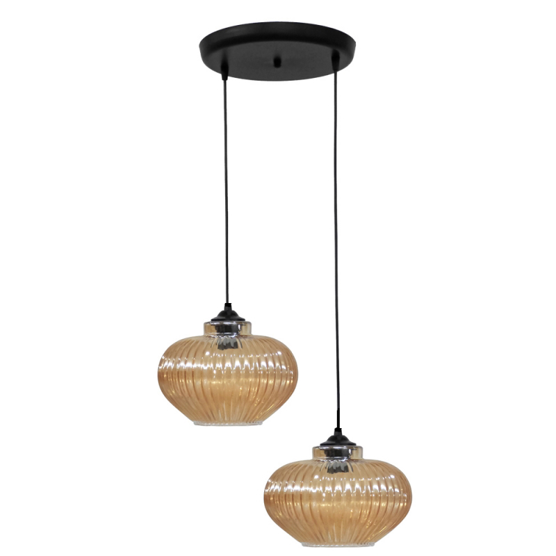 Heronia Lighting - ΣΗΜΑΝΤΙΚΟ: Σε περίπτωση διαφοράς τιμής από το κατάστημα ισχύει παντα και μόνο η τιμή του καταστήματος Heronia Κρεμαστό Φωτιστικό Οροφής RIGATO/2L Δίφωτο Γυάλ