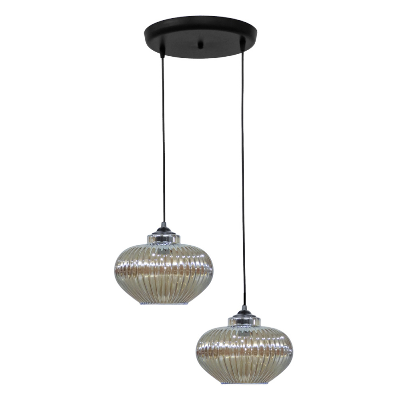 Heronia Lighting - ΣΗΜΑΝΤΙΚΟ: Σε περίπτωση διαφοράς τιμής από το κατάστημα ισχύει παντα και μόνο η τιμή του καταστήματος Heronia Κρεμαστό Φωτιστικό Οροφής RIGATO/2L Δίφωτο Γυάλ