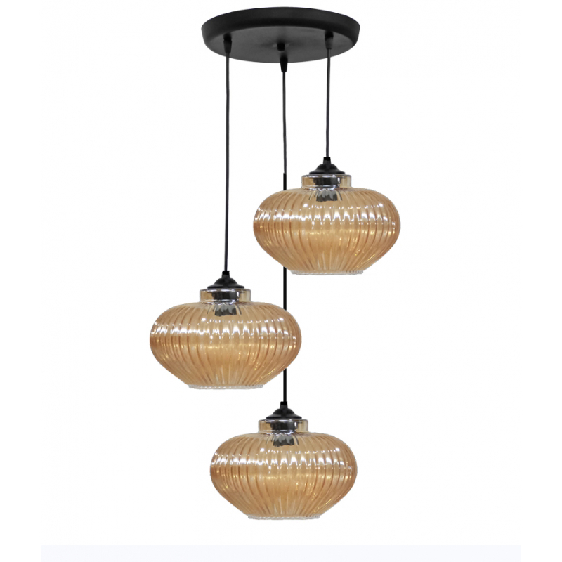 Heronia Lighting - ΣΗΜΑΝΤΙΚΟ: Σε περίπτωση διαφοράς τιμής από το κατάστημα ισχύει παντα και μόνο η τιμή του καταστήματος Heronia Κρεμαστό Φωτιστικό Οροφής RIGATO/3L Τρίφωτο Γυά