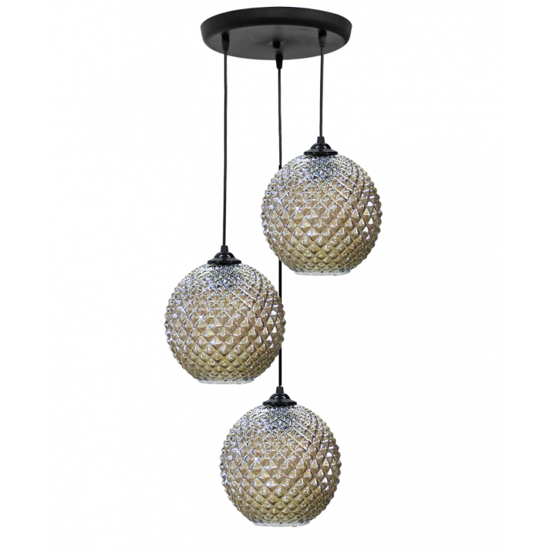 Heronia Κρεμαστό Φωτιστικό Οροφής GL-5010 Τρίφωτο Γυάλι