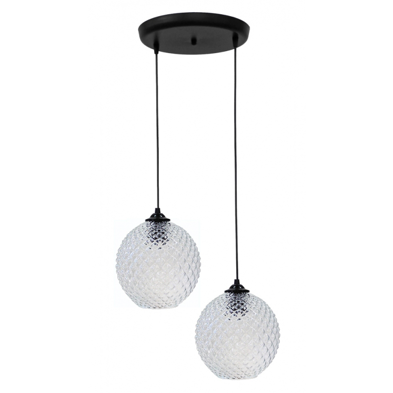 Heronia Κρεμαστό Φωτιστικό Οροφής GL-5010 Δίφωτο Γυάλιν