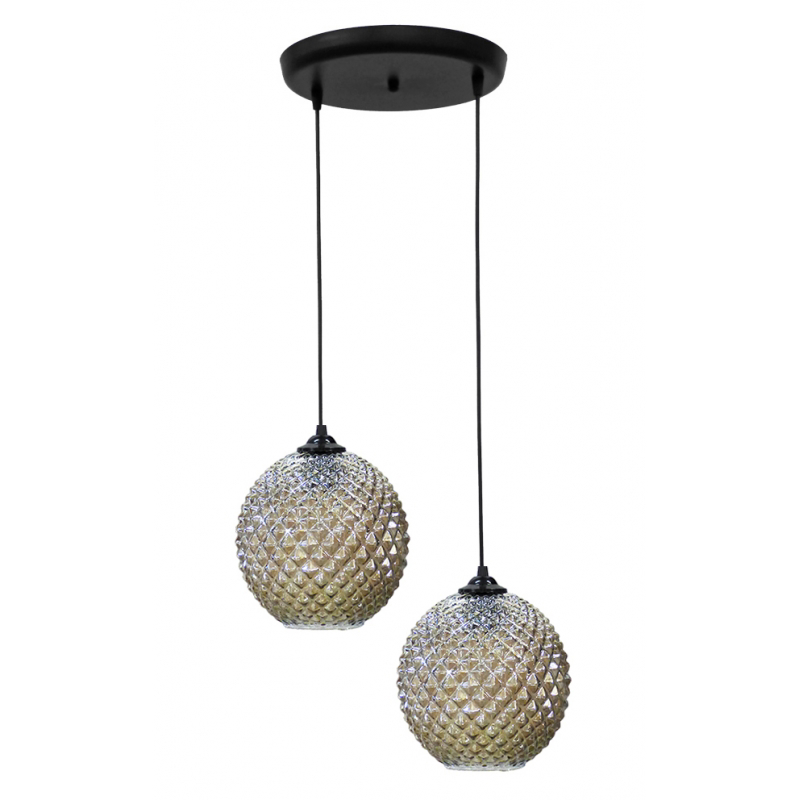 Heronia Κρεμαστό Φωτιστικό Οροφής GL-5010 Δίφωτο Γυάλιν