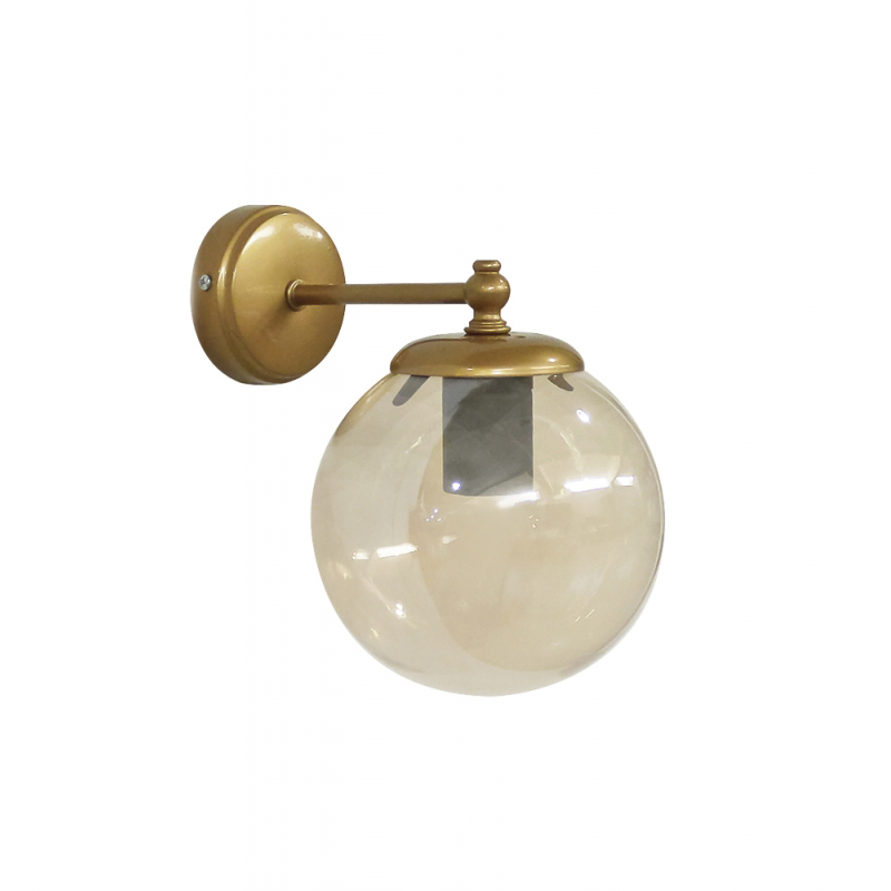 Heronia Απλίκα Τοίχου GL-600/AP Μονόφωτη Μεταλλική/Γυάλινη Χρυσή/Μελί Ε27 23xΦ15x21cm 02-0366