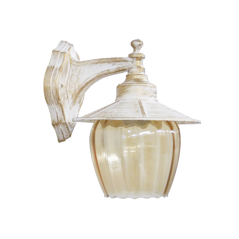 Heronia Απλίκα Τοίχου ΑΡ-98ΑΝ Μονόφωτη Πλαστική Λευκή/Μπρονζέ Πατίνα με Μελί Γυαλί 23x18.5x23.5cm Ε27 07-1330