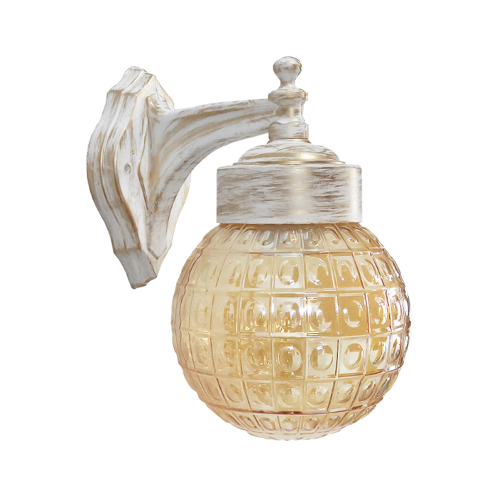 Heronia Aplika Exoterikou Xorou Plastiki me Bidoto Gyali Meli E27 LP-110AN-1L WHITE-BRONZE 23x21xF15cm 07-1377