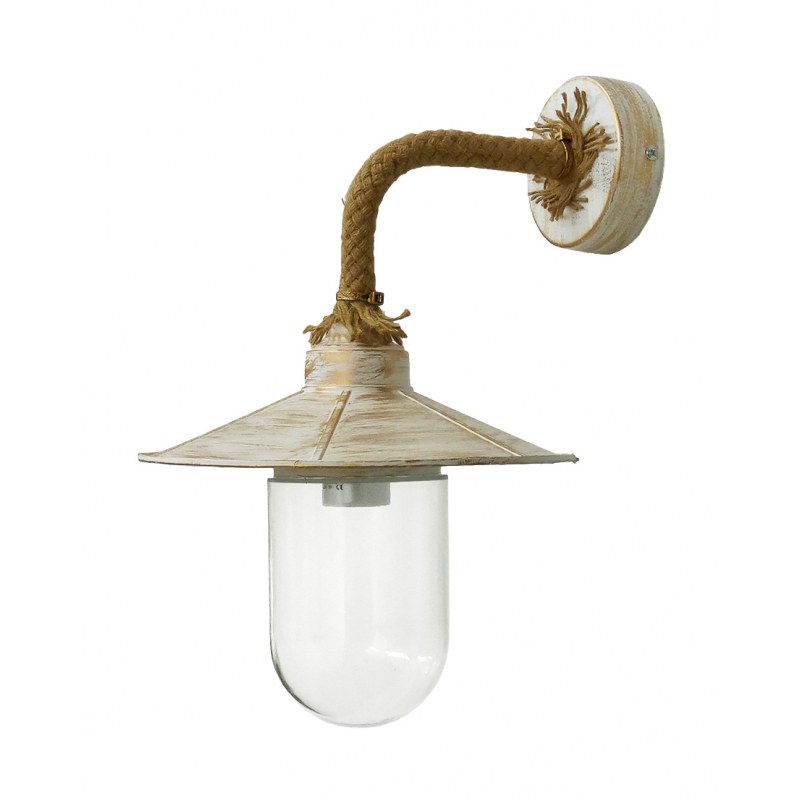 Heronia Απλίκα Εξωτερικού Χώρου Πλαστική/Μεταλλική με Φυσικό Σχοινί και Βιδωτό Γυαλί E27 SLP-651AP-1L WHITE-BRONZE 37,5x30x24cm 07-1381