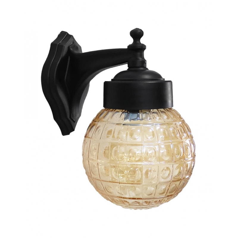 Heronia Απλίκα Εξωτερικού Χώρου Πλαστική Μαύρη με Βιδωτό Γυαλί Μελί E27 LP-110AN-1L 23x21xΦ15cm 07-1386