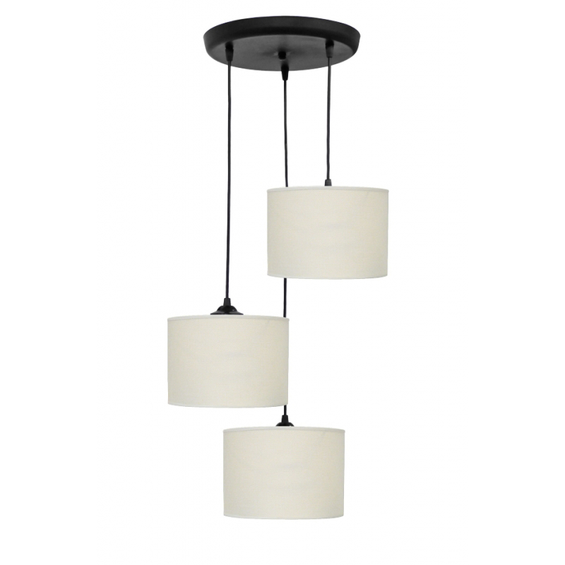 Heronia Κρεμαστό Φωτιστικό Οροφής ΗΚ-01 PENDEL 3Φωτο Υφασμάτινο Κρέμ Φ35x85cm Ε27 14-0152